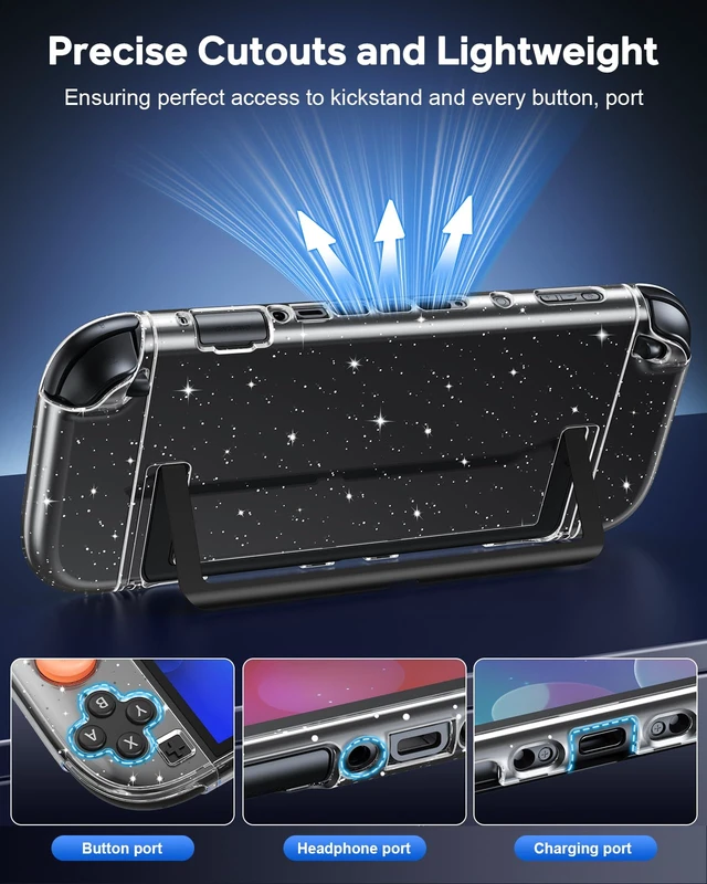 Alt view image 3 of 7 - Switch 2 Cover Case, Crystal Hard Protective Shell for Nintendo 2 | Improved Easy Dockable, Switch 2 Accessories, Shockproof Cute Case with Glass Screen Protector