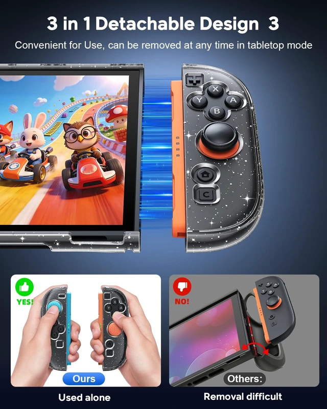 Alt view image 5 of 7 - Switch 2 Cover Case, Crystal Hard Protective Shell for Nintendo 2 | Improved Easy Dockable, Switch 2 Accessories, Shockproof Cute Case with Glass Screen Protector