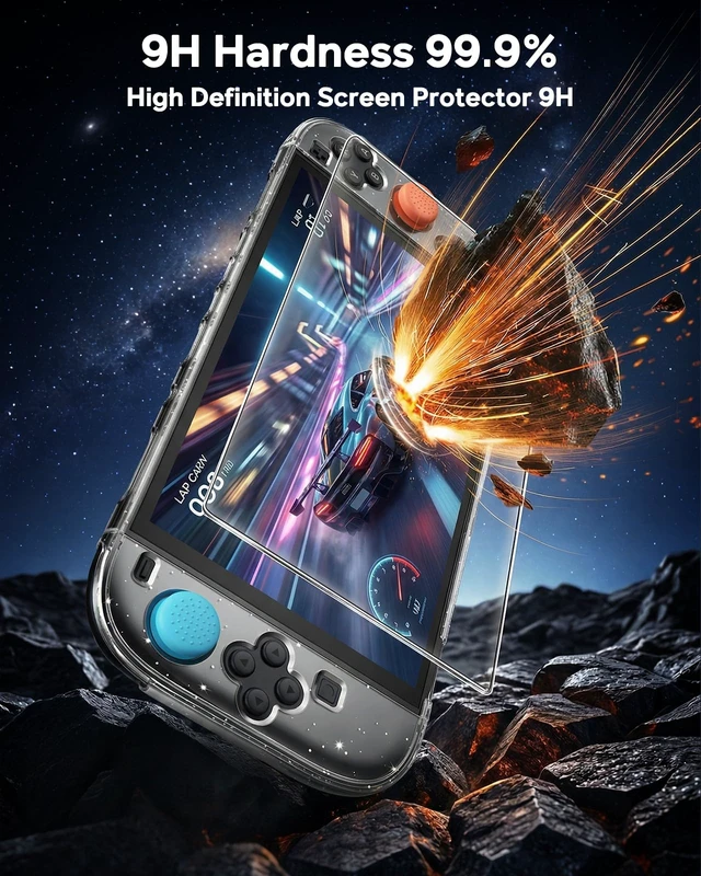 Alt view image 6 of 7 - Switch 2 Cover Case, Crystal Hard Protective Shell for Nintendo 2 | Improved Easy Dockable, Switch 2 Accessories, Shockproof Cute Case with Glass Screen Protector