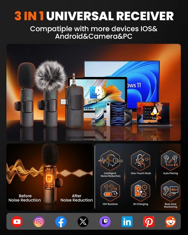 Alt view image 4 of 7 - Content Creator Kit 71" Tripod for iPhone with Light, Wireless Mics, Remote | Auto-Open Selfie Stick Tripod, Extendable Cell Phone Stand, Ultimate Phone Holder, Kit for iPhone, TikTok, YouTube