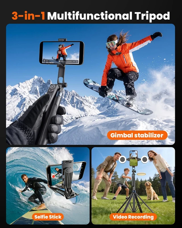 Alt view image 7 of 7 - Content Creator Kit 71" Tripod for iPhone with Light, Wireless Mics, Remote | Auto-Open Selfie Stick Tripod, Extendable Cell Phone Stand, Ultimate Phone Holder, Kit for iPhone, TikTok, YouTube