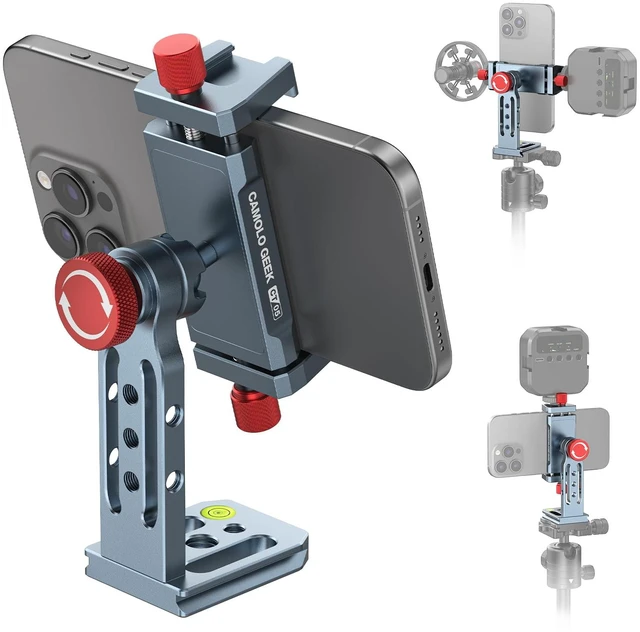 Main image of Phone Tripod Mount Aluminum Alloy, 360° Rotatable Phone Stand Holder Clamp with Cold Shoe and Arca Base Compatible with iPhone 15 Pro Max Galaxy S24 Ultra Pixel & 2.5"-4" Wide Smartphones