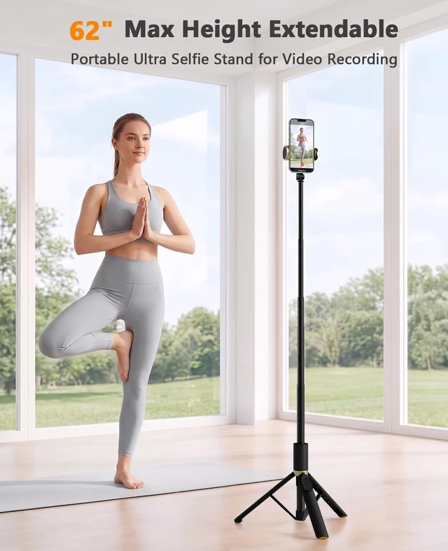 Alt view image 5 of 7 - Tripod for iPhone, Selfie Stick with Remote, Stable & Durable Phone Tripod | Portable Travel Cell Phone Stand, Extendable All-in-1 Tripod for Video Recording Compatible with iPhone Android