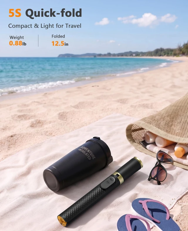 Alt view image 6 of 7 - Tripod for iPhone, Selfie Stick with Remote, Stable & Durable Phone Tripod | Portable Travel Cell Phone Stand, Extendable All-in-1 Tripod for Video Recording Compatible with iPhone Android