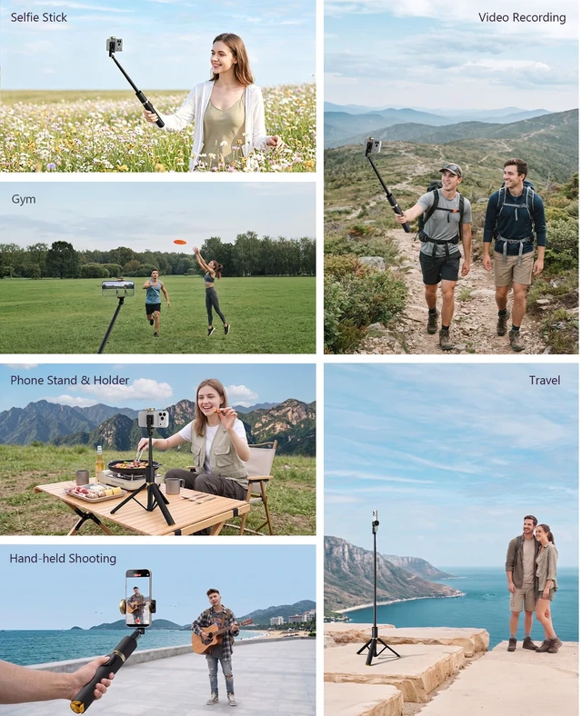 Alt view image 7 of 7 - Tripod for iPhone, Selfie Stick with Remote, Stable & Durable Phone Tripod | Portable Travel Cell Phone Stand, Extendable All-in-1 Tripod for Video Recording Compatible with iPhone Android