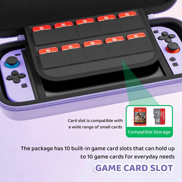 Alt view image 4 of 7 - Purple Case Bundle for Nintendo Switch 2 (2025) Accessories, Portable Hard Carrying Cover with Protective Skin , Screen Protector, 2 Thumb Grips