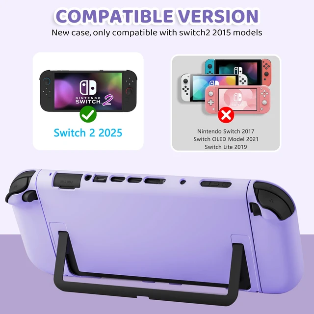Alt view image 6 of 7 - Purple Case Bundle for Nintendo Switch 2 (2025) Accessories, Portable Hard Carrying Cover with Protective Skin , Screen Protector, 2 Thumb Grips