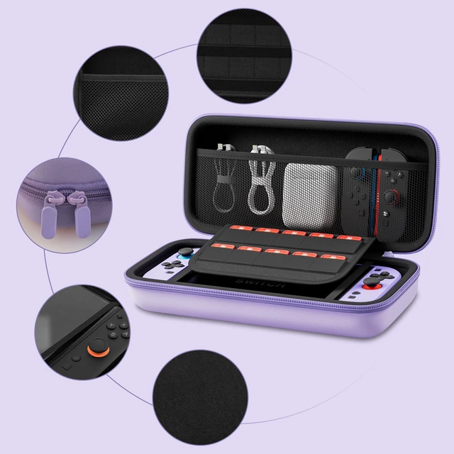 Alt view image 2 of 7 - Purple Case Bundle for Nintendo Switch 2 (2025) Accessories, Portable Hard Carrying Cover with Protective Skin , Screen Protector, 2 Thumb Grips