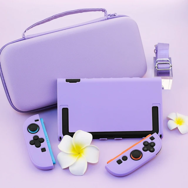 Alt view image 7 of 7 - Purple Case Bundle for Nintendo Switch 2 (2025) Accessories, Portable Hard Carrying Cover with Protective Skin , Screen Protector, 2 Thumb Grips