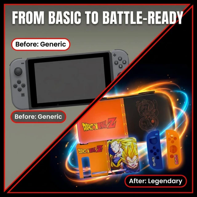 Alt view image 3 of 7 - Dragon Ball Z Switch 1 Case, Accessories, Screen Protector, Carrying Cases | Switch 1 Compatible Protective Case, Backplate, Thumb Grip Caps, Dragon Ball Z Themed, Joycon Cover