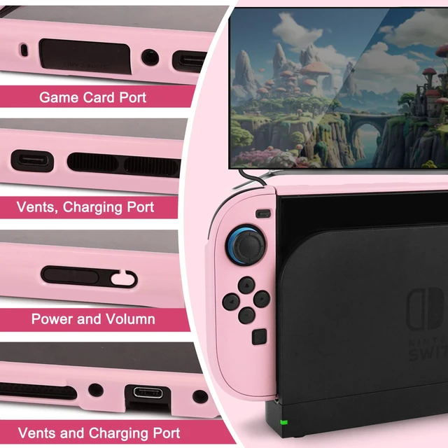 Alt view image 4 of 7 - Carrying Case for Switch 2 (2025), Travel Bag Bundle with 24 Game Card Slots, Shoulder Strap, Wrist Strap, Protective Case and Screen Protectors Accessories, Pink