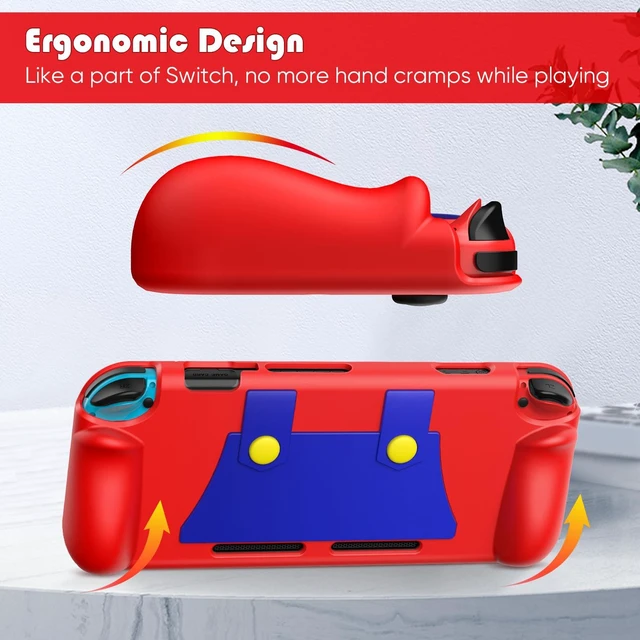 Alt view image 3 of 7 - Silicone Case Compatible with Nintendo Switch 2017, Soft Lightweight Ergonomic Grip Protective Cover with Shock-Absorption and Anti-Scratch Design for Switch Console, Red