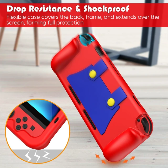 Alt view image 4 of 7 - Silicone Case Compatible with Nintendo Switch 2017, Soft Lightweight Ergonomic Grip Protective Cover with Shock-Absorption and Anti-Scratch Design for Switch Console, Red