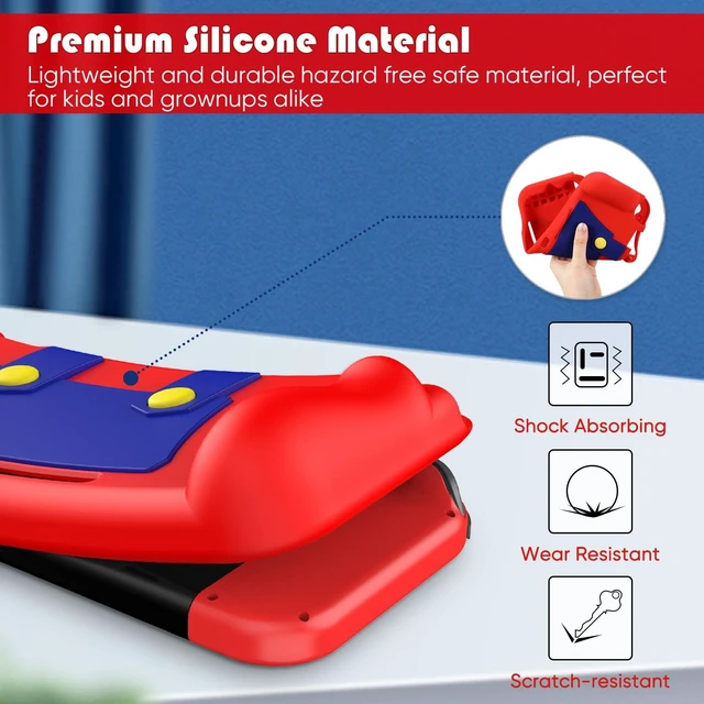 Alt view image 5 of 7 - Silicone Case Compatible with Nintendo Switch 2017, Soft Lightweight Ergonomic Grip Protective Cover with Shock-Absorption and Anti-Scratch Design for Switch Console, Red