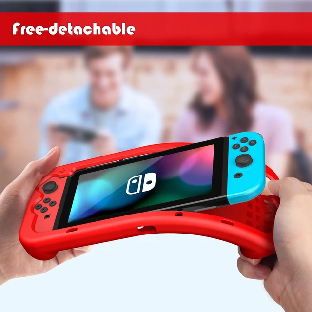 Alt view image 6 of 7 - Silicone Case Compatible with Nintendo Switch 2017, Soft Lightweight Ergonomic Grip Protective Cover with Shock-Absorption and Anti-Scratch Design for Switch Console, Red