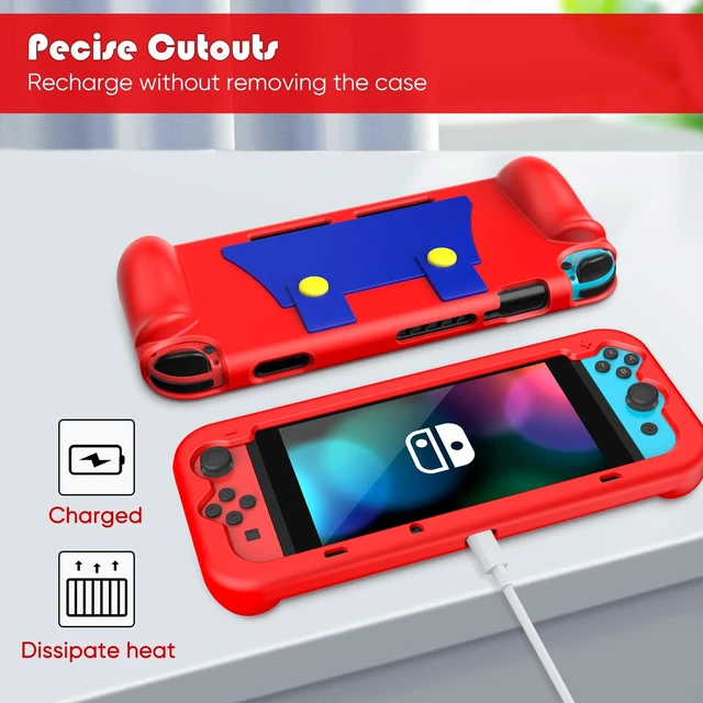 Alt view image 7 of 7 - Silicone Case Compatible with Nintendo Switch 2017, Soft Lightweight Ergonomic Grip Protective Cover with Shock-Absorption and Anti-Scratch Design for Switch Console, Red