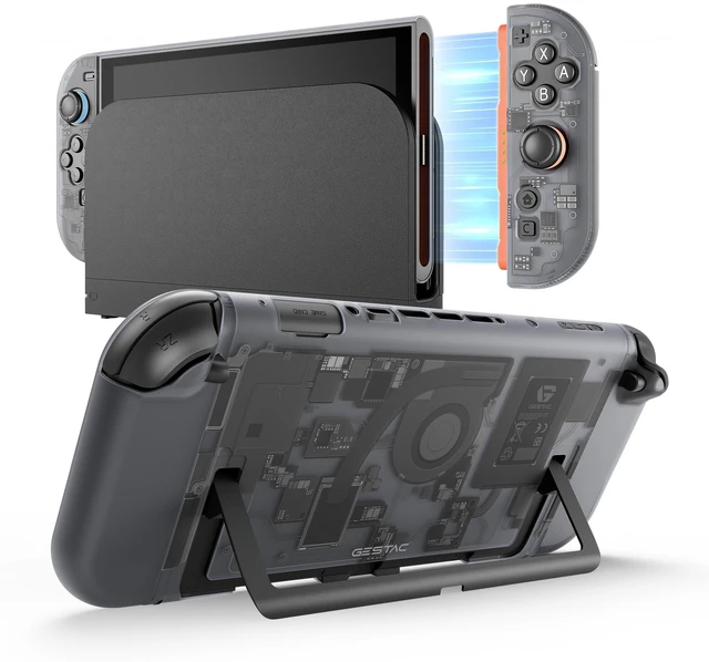 Main image of Protective Case for Switch 2 (2025), Hard PC Protective Shell, Full Coverage Shell with Back Stand Cutout, Dockable Cover Compatible with Switch 2 Console- Tech Black