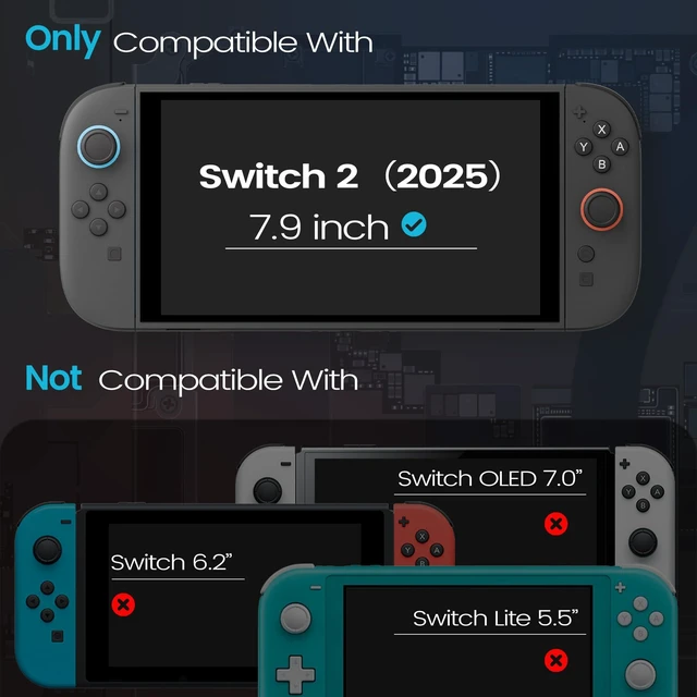 Alt view image 2 of 7 - Protective Case for Switch 2 (2025), Hard PC Protective Shell, Full Coverage Shell with Back Stand Cutout, Dockable Cover Compatible with Switch 2 Console- Tech Black