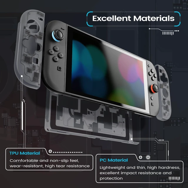 Alt view image 4 of 7 - Protective Case for Switch 2 (2025), Hard PC Protective Shell, Full Coverage Shell with Back Stand Cutout, Dockable Cover Compatible with Switch 2 Console- Tech Black