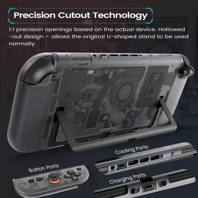 Alt view image 5 of 7 - Protective Case for Switch 2 (2025), Hard PC Protective Shell, Full Coverage Shell with Back Stand Cutout, Dockable Cover Compatible with Switch 2 Console- Tech Black