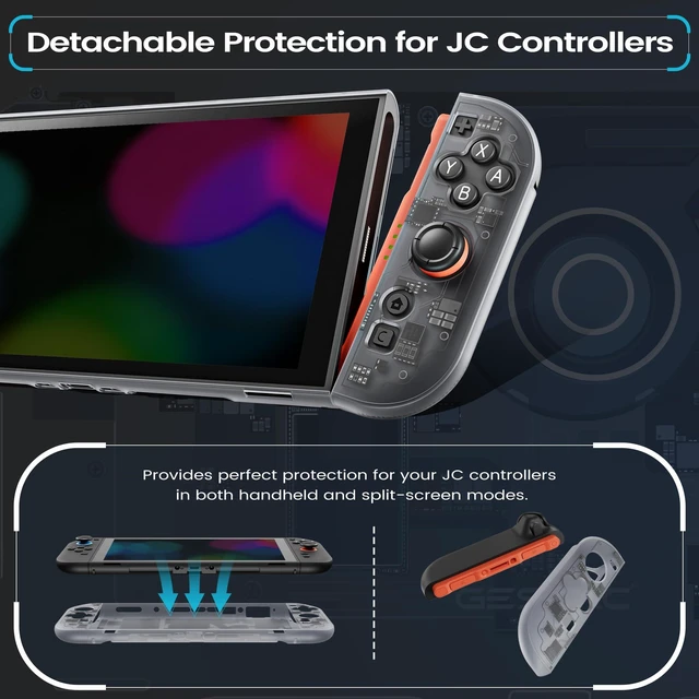 Alt view image 7 of 7 - Protective Case for Switch 2 (2025), Hard PC Protective Shell, Full Coverage Shell with Back Stand Cutout, Dockable Cover Compatible with Switch 2 Console- Tech Black