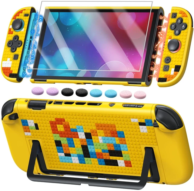 Main image of Switch 2 Case, Dockable Hard Shell Cover for Nintendo Switch 2 2025 | Full Protection Accessories for Switch 2 with Tempered Glass, PC Hard Case Anti-scratch Shockproof, Retro Yellow Design