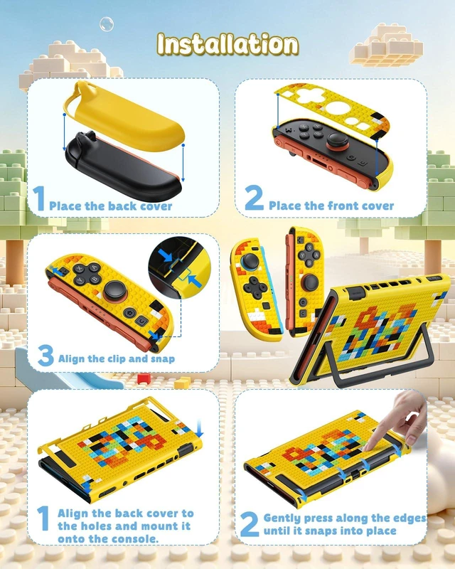 Alt view image 3 of 7 - Switch 2 Case, Dockable Hard Shell Cover for Nintendo Switch 2 2025 | Full Protection Accessories for Switch 2 with Tempered Glass, PC Hard Case Anti-scratch Shockproof, Retro Yellow Design