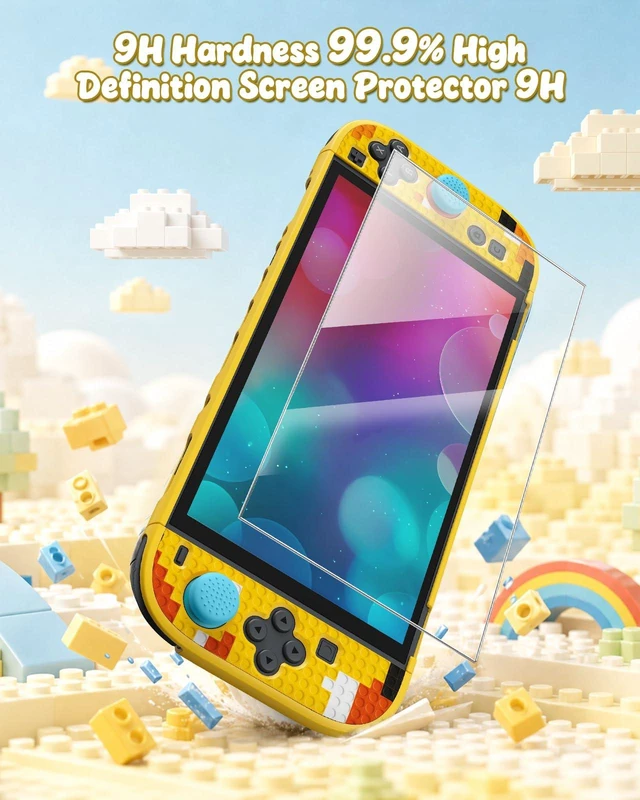 Alt view image 4 of 7 - Switch 2 Case, Dockable Hard Shell Cover for Nintendo Switch 2 2025 | Full Protection Accessories for Switch 2 with Tempered Glass, PC Hard Case Anti-scratch Shockproof, Retro Yellow Design