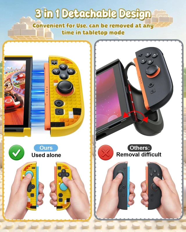 Alt view image 6 of 7 - Switch 2 Case, Dockable Hard Shell Cover for Nintendo Switch 2 2025 | Full Protection Accessories for Switch 2 with Tempered Glass, PC Hard Case Anti-scratch Shockproof, Retro Yellow Design