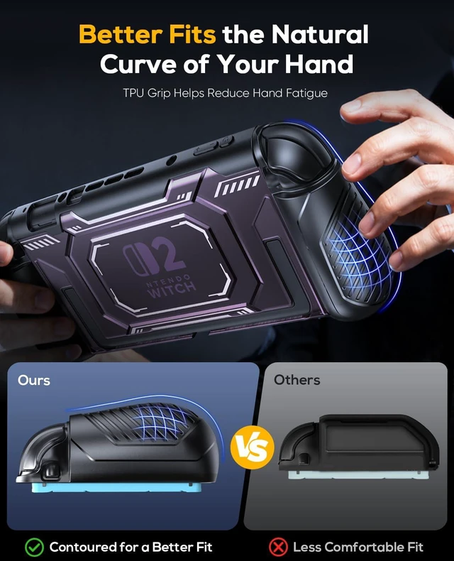 Alt view image 2 of 7 - Switch 2 Dockable Case Cover for Nintendo 2 2025 & PC Front Cover | TPU Protective Case, Military Protection, Split Design, Non-Slip Ergonomic Grips for Joycon 2, 12 Game Slots, Light Purple