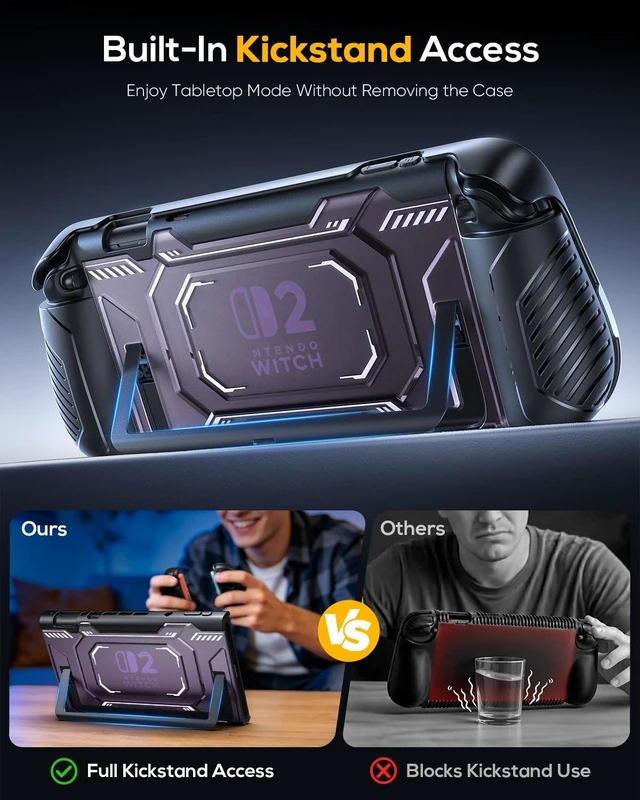 Alt view image 5 of 7 - Switch 2 Dockable Case Cover for Nintendo 2 2025 & PC Front Cover | TPU Protective Case, Military Protection, Split Design, Non-Slip Ergonomic Grips for Joycon 2, 12 Game Slots, Light Purple