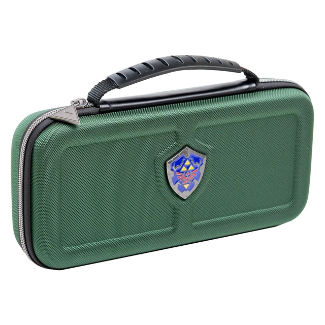 Alt view image 2 of 5 - Deluxe Licensed Travel Case Designed for Nintendo Switch, Nintendo Switch 2, OLED, Zelda Hylian Shield, Green - R.D.S. INDUSTRIES, INC. (HS12GRN)