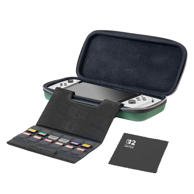 Alt view image 4 of 5 - Deluxe Licensed Travel Case Designed for Nintendo Switch, Nintendo Switch 2, OLED, Zelda Hylian Shield, Green - R.D.S. INDUSTRIES, INC. (HS12GRN)