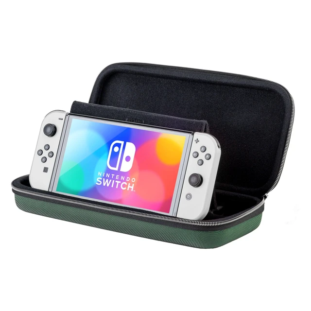 Alt view image 5 of 5 - Deluxe Licensed Travel Case Designed for Nintendo Switch, Nintendo Switch 2, OLED, Zelda Hylian Shield, Green - R.D.S. INDUSTRIES, INC. (HS12GRN)