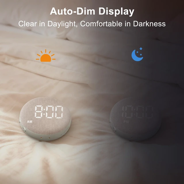 Alt view image 5 of 7 - Extra Loud Alarm Clock Vibrating Bed Shaker for Heavy Sleepers | Auto-Dim Digital Clock for Hearing Impaired Deaf - Portable Rechargeable Battery for Bedroom Travel Dorm - Putty