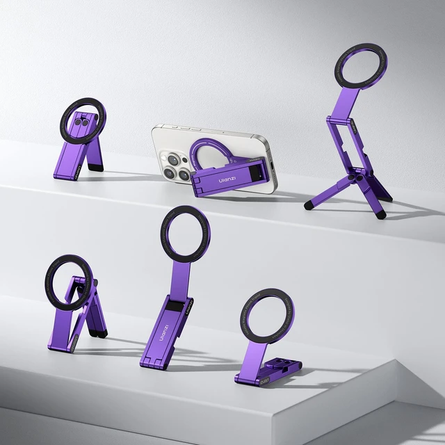 Alt view image 7 of 7 - MA60 Phone Tripod for Magsafe, Aluminium Mini Phone Stand Purple | Pocket Size Cell Phone Stand, Foldable Selfie Stick for iPhone, Strong Magnet Quick Mount for iPhone 16 15 14 13 12