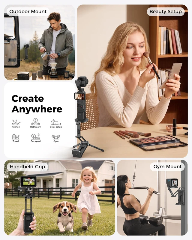 Alt view image 5 of 7 - TP02-Ultra Multi-Device Camera & Phone Mount with 1/4" Adapter Black | Built-In 1/4" & Arca Base, Clamp, Magnetic & Tripod Setups for iPhone, Pocket/Action Cameras, Overhead & Low-Angle Filming
