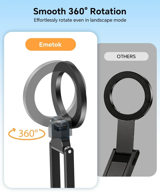 Alt view image 2 of 7 - ST28 360° Rotation Magnetic Phone Tripod Stand for iPhone 18 Pro | 5-in-1 Aluminum Mount with Magnetic Base, Hook, 1/4" Screw Hole, Foldable Compact Gift for Content Creator Travel Video Calls