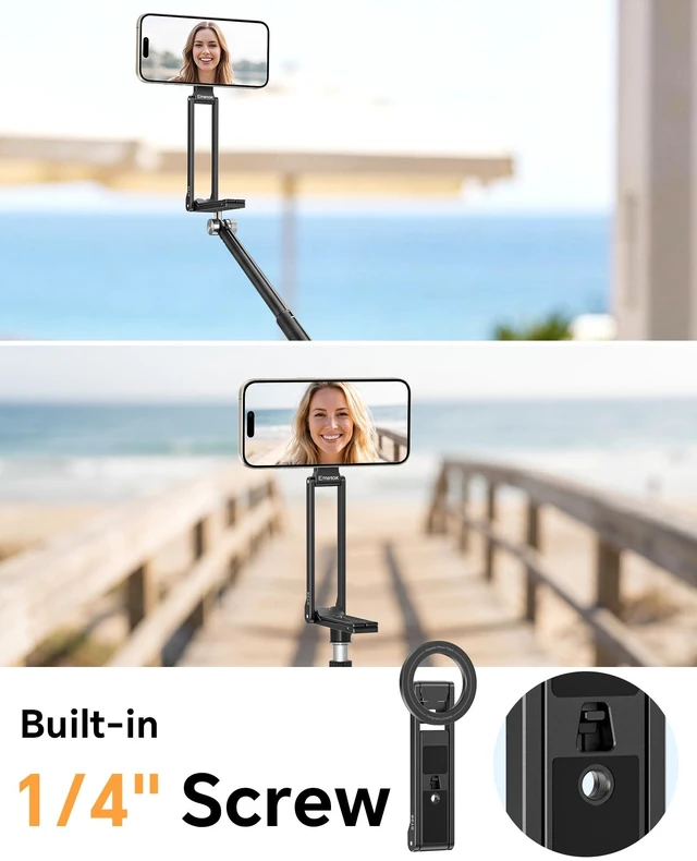Alt view image 7 of 7 - ST28 360° Rotation Magnetic Phone Tripod Stand for iPhone 18 Pro | 5-in-1 Aluminum Mount with Magnetic Base, Hook, 1/4" Screw Hole, Foldable Compact Gift for Content Creator Travel Video Calls