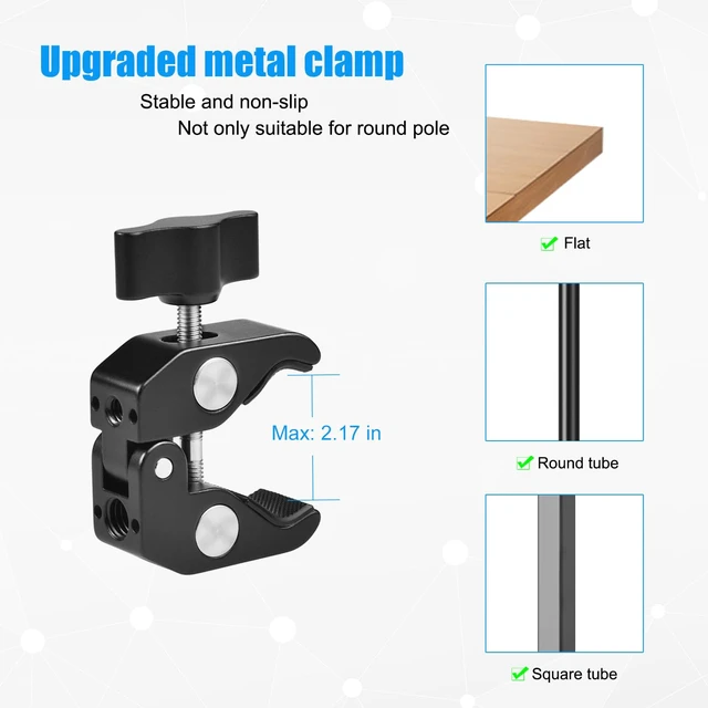 Alt view image 3 of 7 - Mic Stand Phone Holder, Aluminum Alloy Clamp Flexible Gooseneck Arm Phone Holder for Microphone Stand Ring Light Tripod Pole Tube Rod Desk Table, for iPhone, Samsung Galaxy, and Any Smartphones