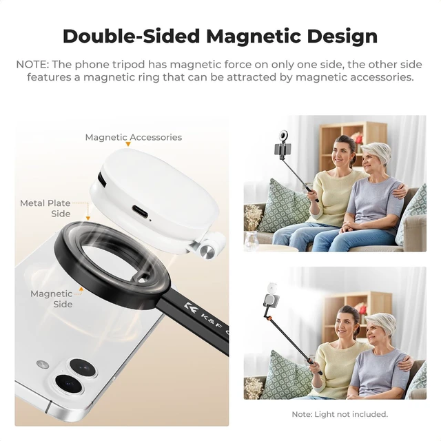 Alt view image 3 of 7 - 71" Magnetic Phone Tripod, Selfie Stick with Remote | Compatible with iPhone 18 Pro, N52 Magnetic, Lightweight & Portable, Aluminium Travel Phone Tripod Stand, MS18