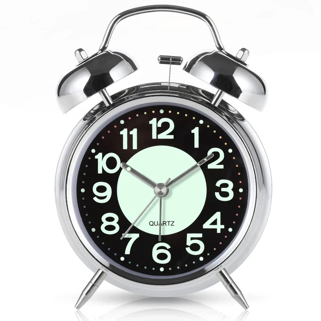 Main image of Super Loud Alarm Clock For heavy sleepers,4 inches Twin Bell Alarm Clock with Backlight,Battery Operated,Silent Non Ticking,For Kids,Adults,Bedrooms,Retro decor Desk Analog Clocks.. (Noctilucent)