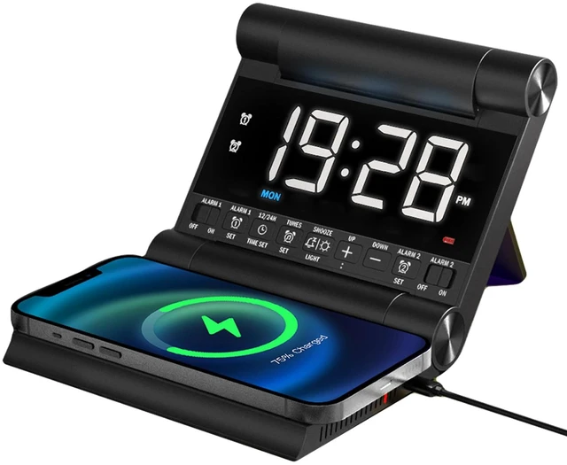 Main image of Wireless Charging Alarm Clock with Heavy Sleepers for Bedroom | LED Loud Digital Clock, Build-in Battery, 4-Level Brightness, 6-Vol, 8-Ringtones, Ideal Gift for Teens, Travel, Adults