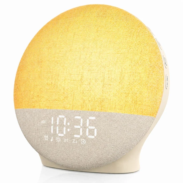 Main image of Sunrise Alarm Clock White Noise Machine with Bluetooth, Beige Linen | Large-Screen Wake Up Light, Display Fully Off for Light-Sensitive Sleepers, 25 Sleep Sounds, 8-Hour Timer, 17 Light Modes