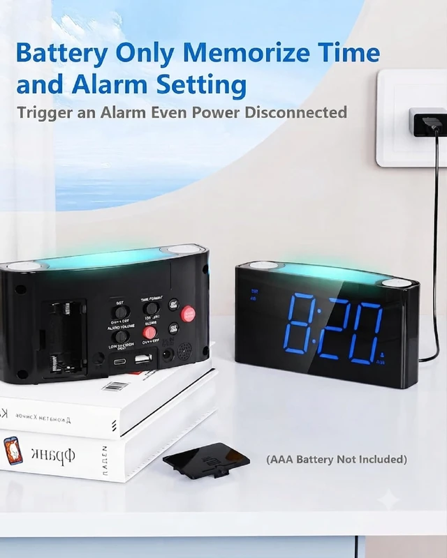 Alt view image 7 of 7 - Digital Alarm Clock for Bedroom, Large Screen with 7 Color Night Light | with Dimmer, Battery Backup, 12/24H, snooze & DST,Perfect for Heavy Sleepers, Kids, Teens,Boy&Girl
