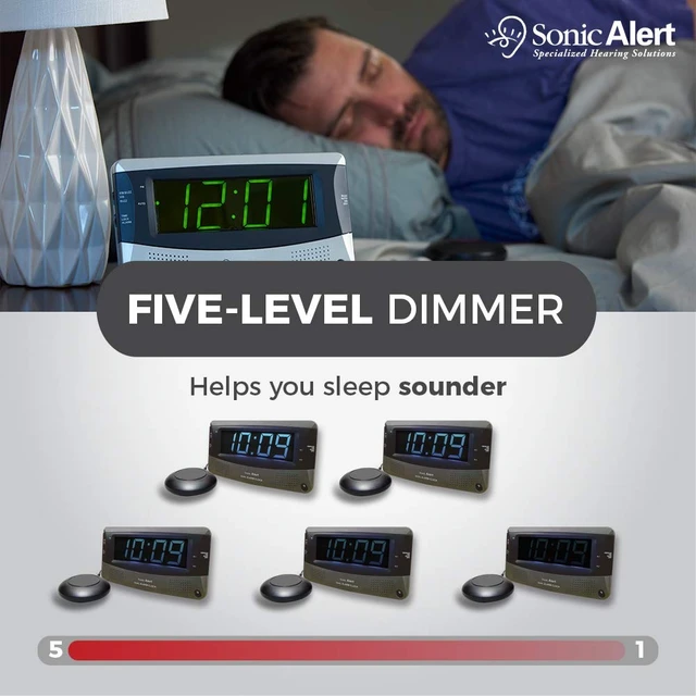 Alt view image 5 of 5 - Dual Extra Loud Alarm Clock with Bed Shaker Sonic Boom Vibrating Alarm Clock for Heavy Sleepers, Battery Backup | Wake with a Shake (Black)