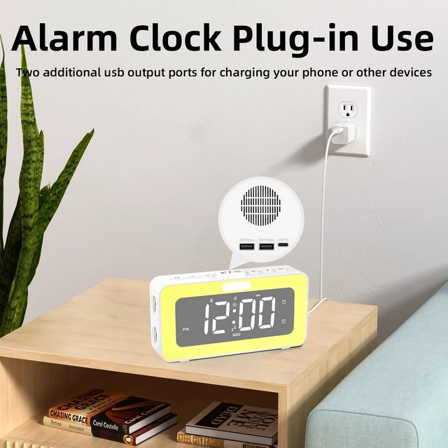Alt view image 3 of 7 - Digital Alarm Clock for Bedrooms, Dual Alarm for Heavy Sleepers | Large display with a 7-color night light, nature sounds and adjustable volume for bedrooms, home offices and bedside use.