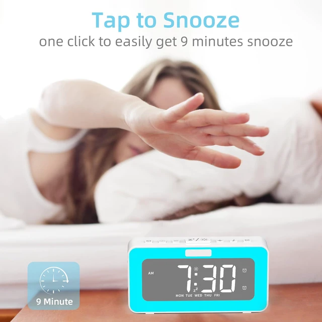 Alt view image 6 of 7 - Digital Alarm Clock for Bedrooms, Dual Alarm for Heavy Sleepers | Large display with a 7-color night light, nature sounds and adjustable volume for bedrooms, home offices and bedside use.
