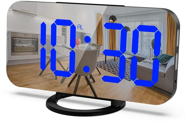 Main image of Small Digital Alarm Clock for Bedrooms, LED Mirror Desk Clock | Dimmable Lihgt 2 USB Charging Ports Snooze Nightstand Table Aesthetic Sleek Clocks Decor for Bedroom Office