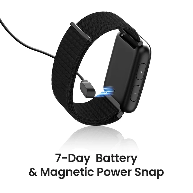 Alt view image 4 of 7 - Vibrating Alarm Clock Watch, Comfort Wake-Up Alarm Wristband | 7-Day Battery, Wearable Vibration Wrist Alarm for Shared Bedrooms, Hearing impaired& Dorms, Zinc Case with Comfort Weave Loop